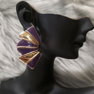 Vintage Purple and Gold Geometric Earrings